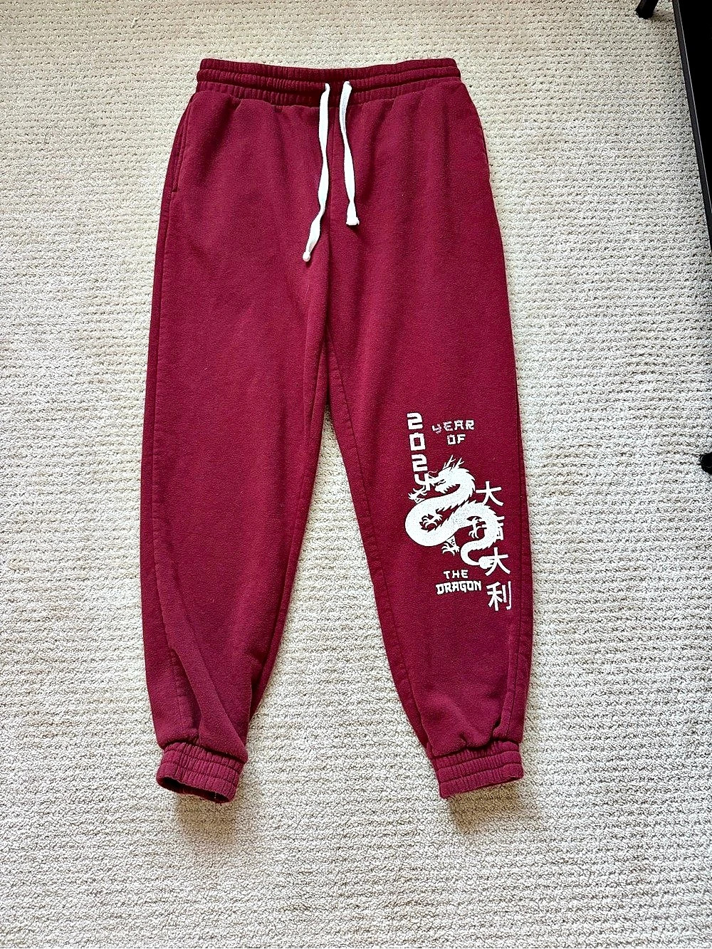 Dragon Graphic Joggers Burgundy Size Large